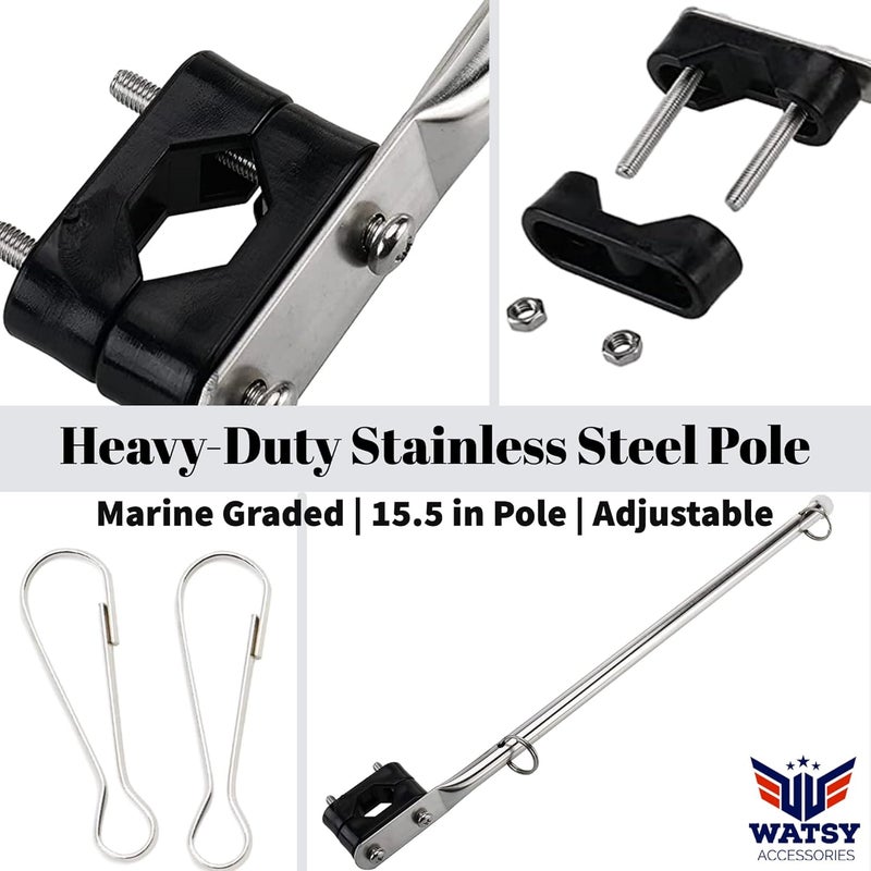 WATSY Boat Flag Pole Kit – 12x18 Nautical Swell Flag + Stainless Pole & Clips | Marine-Grade, High Wind-Resistant, for Pontoon, Yacht, Deck Mount (Nautical 12x18 Inch) - Image 4